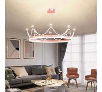 YCVAWEOD d Crown Chaner pour Chambre de Fille 20" Princess Chaner avec 3 Couleurs à intensité Variable, Lampe Suspendue Ronde Moderne pour Chambre d'enfant, luminaires de Chambre d'enfant LWX