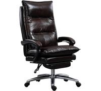 YCVAWEOD Directeur de Chaise de Bureau, Chaise de Bureau d'ordinateur pour la Maison, Chaise de Travail pivotante en Cuir avec Repose-Pieds rétractable - Couleur Noire LWX