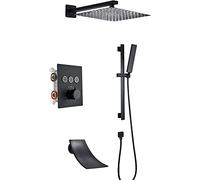 YCVAWEOD Douche Système de Douche thermostatique avec Baignoire Spout Black Shower Robinet Set Wall Murled Plumeffall Shower Head Système LWX