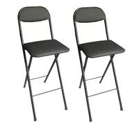 YCVAWEOD Ensemble de Chaise Pliante Portable - 2 pièces tabourets de Bar Haut Noir avec sièges Coussins idéaux pour Le Jeu de Guitare de Bureau et Les Petits espaces de 65 cm de Hauteur LWX