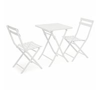 YCVAWEOD Ensemble de Meubles de Patio pliants d'extérieur 3 pièces, Table et chaises de Bistro en métal, Meubles de Jardin Peu encombrants, idéal pour Une Utilisation sur Une terrasse de Balcon et Un
