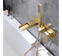 YCVAWEOD Ensemble de pommeau de Douche, baignoires Taps Brackaged Gold Bath Tapsher Taps avec Douche Baignoire Bath Taps Mur Mouris Massé et Tuyau pour Les robinets de Bain, Gold Brossed LWX