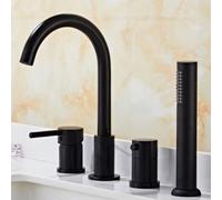 YCVAWEOD Ensemble de Robinet de Douche Mural, Jeu de pommeau de Douche, Robot de Bain à 3 Trous Tapeur de Bain Noir Taps avec Douche 360 Tap Pivot LWX