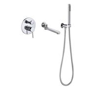 YCVAWEOD Ensemble de robinets de Douche Murale, mélangeur de Douche de Bain Tap Chrome Broche à Levier de Douche Tap 90 Spout Pivot de Douche et tuyaux pour Les robinets de Bain LWX