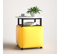 YCVAWEOD Ensemble de sièges Modernes de Cubes avec roulettes pivotantes et Table Basse-caré LWX