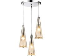 YCVAWEOD Europe du Nord E14 3 lumières Pendentif en Verre luminaire postmoderne Cristal LED Plafond Lampe Suspendue Restaurant Droplight café Restaurant Salon décor Lustre Dispositif d'éclairage,