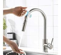 YCVAWEOD Fauce de Cuisine en Acier en Acier Inoxydable Intelligent avec Robinet de mélangeur Noir à Retirer pour Le contrôle Tactile de l'évier de Cuisine et Une Installation Facile LWX