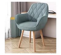 YCVAWEOD Fauteuil pivotant Bleu - Chaise d'accent rembourré pour Petits espaces, Pas de Roues, Pattes en Bois, idéales pour Manger, Salle de Maquillage, Bureau, Conception de Tissu élégant LWX