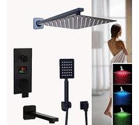 YCVAWEOD La tête de Douche Noire à LED 3 Voies mélangeur d'affichage numérique Robinet de Douche de Salle de Bain Robinet de Douche à 3 Fonctions robinets de Douche numérique set-10_inch_Full_Set, 8