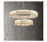 YCVAWEOD Lampe à Suspension Circulaire en Cristal Moderne, Lustre de Plafond, lumière pour Salon, Salle à Manger, île de Kichen, éclairage intérieur décoratif à LED, Salle à Manger contemporaine LWX