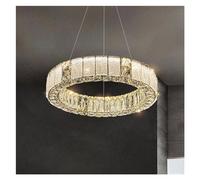 YCVAWEOD Lampe à Suspension Circulaire en Cristal Moderne, Lustre de Plafond, lumière pour Salon, Salle à Manger, île de Kichen, éclairage intérieur décoratif à LED, Salle à Manger contemporaine LWX