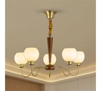 YCVAWEOD Lampe à Suspension contemporaine américaine rétro créativité Salon Salle à Manger Chambre hôtel Villa café Art Simple Lustre à LED pour la Maison (G 5 lumières) LWX