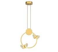 YCVAWEOD Lampe à Suspension créative à Anneau en métal avec Lampes à Suspension décoratives en Acrylique Papillon, Lampe Suspendue Moderne à LED 24 W, plafonniers minimalistes pour Salle à Manger LWX