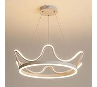 YCVAWEOD Lampe à Suspension en Forme de Couronne Blanche pour Chambre de Princesse, Anneau en métal avec Abat-Jour en Acrylique Blanc, LED Moderne, éclairage décoratif pour Salle à Manger, 3000 K LWX