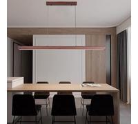 YCVAWEOD Lampe à Suspension linéaire avec télécommande, Table à Manger LED en Bois à intensité Variable, Lampe Design, Lustre pour Chambre, Cuisine, Bureau (Bois-1, 100 cm) LWX