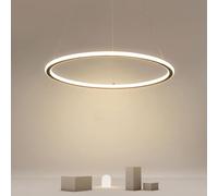 YCVAWEOD Lampe à Suspension Simple à intensité Variable, Lustre à Anneau Noir, luminaire Suspendu Circulaire, éclairage Moderne, décoration de Maison, Cuisine LWX