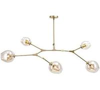 YCVAWEOD Lampe de Lustre Moderne à LED, Lustre Abstrait Multi-Bras Finition dorée Boule de Verre Clair lustres Suspendus à LED, plafonnier LWX