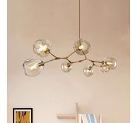 YCVAWEOD Lampe de Lustre Moderne à LED, Lustre Abstrait Multi-Bras Finition dorée Boule de Verre Clair lustres Suspendus à LED, plafonnier LWX