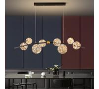YCVAWEOD Lampe de Lustre Moderne à LED, Lustre Moderne à 8 lumières en Forme de Globe en Verre, luminaire Suspendu au Plafond linéaire, luminaire en métal-Noir LWX