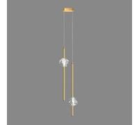 YCVAWEOD Lampe Suspendue au Plafond avec Finition en Laiton brossé, Moderne et Simple, en Cristal, éclairage carré pour Restaurant, Cuisine, îlot, Chambre à Coucher, Bar/K/1 lumière LWX