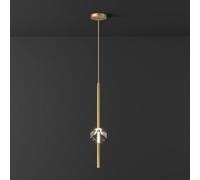 YCVAWEOD Lampe Suspendue au Plafond avec Finition en Laiton brossé, Moderne et Simple, en Cristal, éclairage carré pour Restaurant, Cuisine, îlot, Chambre à Coucher, Bar/K/1 lumière LWX