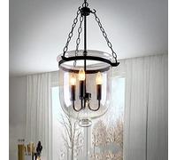 YCVAWEOD Lampe Suspendue rétro en Forme de Seau en Verre Amen Country, Bougie LED E14 x 3 pour Salle à Manger et Foyer, décor Noir élégant, luminaire Unique. (Noir 30 * 35 cm) LWX