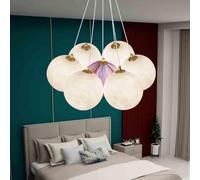 YCVAWEOD Lampes suspendues, plafonnier LED Rond, Abat-Jour à Impression Lune 3D à intensité Variable, Lampe Suspendue, plafonnier LWX