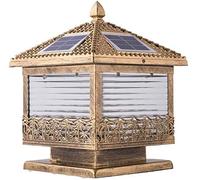 YCVAWEOD Lanterne Solaire d'extérieur à LED, étanche IP65, Colonne en Verre et Laiton, Lampe créative carrée, Paysage, Parc, Pilier extérieur, résistante aux intempéries pour Porche, LWX