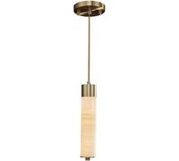 YCVAWEOD Lustre cylindrique LED 8W Abat-Jour en Jade Naturel, Suspension en Laiton, éclairage de Plafond Minimaliste Moderne, Salle à Manger contemporaine LWX