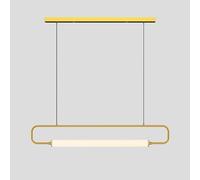 YCVAWEOD Lustre Moderne à Anneau doré - Abat-Jour en Acrylique de 80 cm, Suspension LED pour îlot de Cuisine, Salle à Manger, entrée de Salon, Bureau et Bar, Lampe Suspendue linéaire élégante. LWX