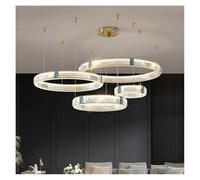 YCVAWEOD Lustre Moderne en Cristal LED, éclairage de Salon, Salle à Manger, Lampe à Suspension à intensité Variable, luminaire Suspendu pour Chambre à Coucher (4 anneaux-30 50 70 90 cm) LWX