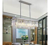 YCVAWEOD Lustres Plafonnier, Lampes Suspendues, Lustre Chromé Rectangle Compatible avec Le Salon Chambre Lustres en Cristal LED Lampe Suspendue De Luxe De Cuisine, Éclairage (Blanc Froid, L LWX