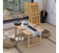 YCVAWEOD LWX Table basse pliante japonaise portable et légère pour salon, chambre à coucher, camping et pique-nique, table basse en bambou, facile sans assemblage, finition bois