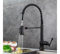 YCVAWEOD Mélangeur de Cuisine tapbblack Huile en Laiton brossé Robinet Tire-bosser la buse à Manche Simple et Froide lavabo de Cuisine Rotatif pour Les Cuisines Modernes LWX