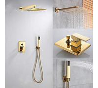 YCVAWEOD Mont Mural robinets de Douche en Or Ensemble UltraHin Plumefall Gold Shower Gold Water Water Bround Tap Bathroom Gold Shower Kit, LWX