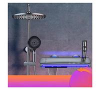 YCVAWEOD Panneau de Douche, LED Digital Room Shower Système de Douche Robinet , Robinets de Salle de Bain en Cascade Murale , Piano de Douche de Pluie Piano Digne Set (0523-White-B) LWX