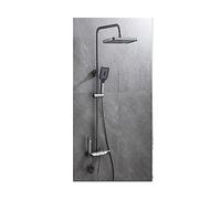 YCVAWEOD Panneau de Douche, LED Digital Shower Sethalle Bathroom Hot Colder System Système de Douche Mural Spa Spa Rainquette de Bain Fauce Moderne Tête carrée (F Blanc) LWX