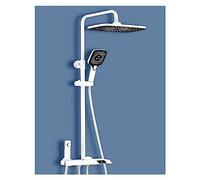 YCVAWEOD Panneau de Douche, Salle de Douche du Robinet numérique de Salle de Bain, Jeu de Douche à clé de Piano Gris, Baignoire Chaude et Froide 4 Fonctions Tap de Douche (Gris Mode LED HC) LWX