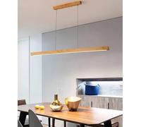 YCVAWEOD Plafond Linéaire avec Télécommande Dimmable LED Lampe Suspendue Lustre de Table pour Salle à Manger Cuisine Bureau 80 cm Lampe Suspendue en Bois LWX