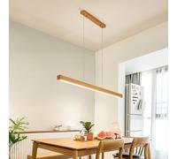 YCVAWEOD Plafond Linéaire avec Télécommande Dimmable LED Lampe Suspendue Lustre de Table pour Salle à Manger Cuisine Bureau 80 cm Lampe Suspendue en Bois LWX
