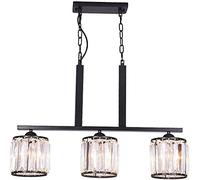 YCVAWEOD Plafonnier, Lustre de Table à Manger, Lustre de Style rétro, Pendentif de Plafond usé, 3 Lampes en métal, luminaire en V, Ampoules LED Steampunk, Lampe de Lustre à Suspension LWX