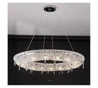 YCVAWEOD Plafonnier, Lustre en Cristal de Luxe Moderne Design Salon Salle à Manger Lustre chromé LED Lampes suspendues hôtel Duplex Lampe de Villa (Blanc Chaud, Rond D60 cm) LWX