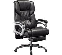 YCVAWEOD Plai de Bureau exécutif, Chaise en Cuir PU inclinable avec Repos à Pied, Chaise de Bureau, Chaise de Bureau de Back-Office Haute, Noir LWX