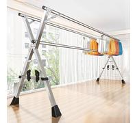 YCVAWEOD Rack de séchage en Acier Inoxydable Robuste réglable de 1,6 m / 5,2 Pieds Pliables dans l'espace de séchoir à l'économie de Linge Extensible pour Usage intérieur/extérieur LWX