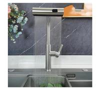 YCVAWEOD Robinet de Cuisine Gris en Acier Inoxydable 360 ° Rotation Froide et Pont Chaud monté Évier de puits Multiples méthodes de Sortie d'eau Robinet, Robinet d'évier de Cuisine LWX