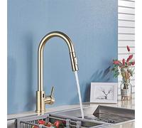 YCVAWEOD Robinet de Cuisine Noire Mate Smart Sense avec Grue pivotante du capteur de Traction et Deux Bouts d'eau de Sortie Finition Nickel LWX