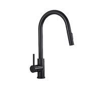 YCVAWEOD Robinet de Cuisine Tire sorti de l'évier de Cuisine Robinet Unique Robinet à Manche Unique à 360 degrés Mixer de lavabo Rotatif Tap de Cuisine Installation Facile (brossé Noir) LWX