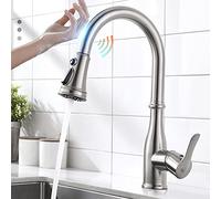 YCVAWEOD Robinet de Cuisine Touche, robinets de Cuisine à 3 Modes Modernes avec pulvérisateur de Traction, Robinet activé en Acier Inoxydable, Robinet de Cuisine à Manche Unique, Nickel brossé LWX