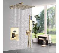 YCVAWEOD Robinet de Douche doré Set Luxury 10 Pouces Précipitant Mixage de Douche de Salle de Bain Mont Mural Square Square Handwower Mison LWX