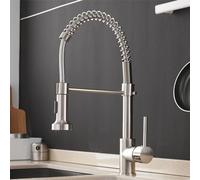 YCVAWEOD Robinet d'évier de Cuisine en Laiton Noir bouffage de Ressort à Ressort à Levier Simple et à Eau Froide mélangeur Nickel brossé Finition g1 / 2 Connexion élégante et Durable LWX